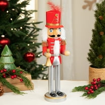 Northlight 14" Red and White Wooden Christmas Nutcracker with Horn