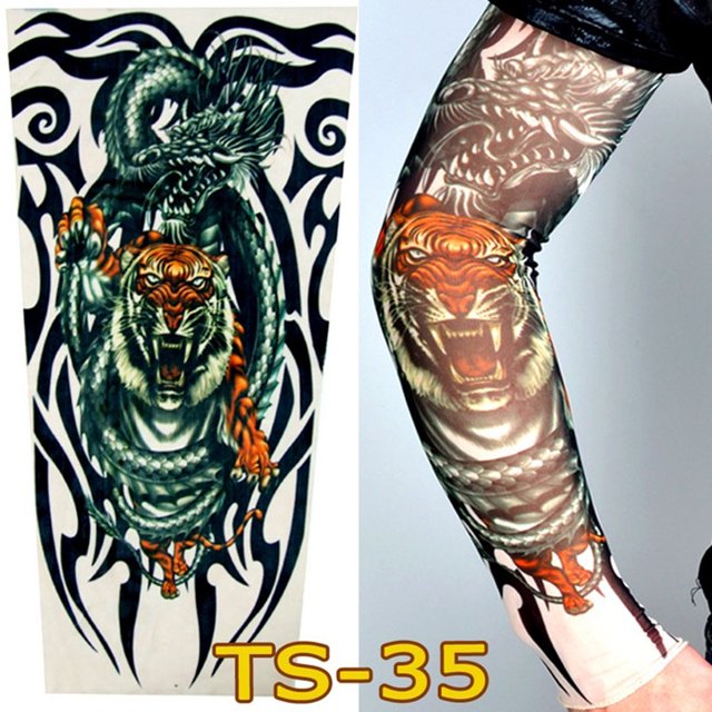 Manchons de Bras Tatouage 3D Unisexes pour Cyclisme en Extérieur Protection Solaire, Manchons de Compression pour Vélo Basketball