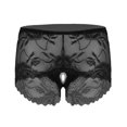 thumbnail image 1 of Women See-through Crotchless Briefs Men Sissy Lace Panties Lingerie Underwear Mid Waist Elastic Waistband Underpants NightwearL Gong Bohan LED, 1 of 2