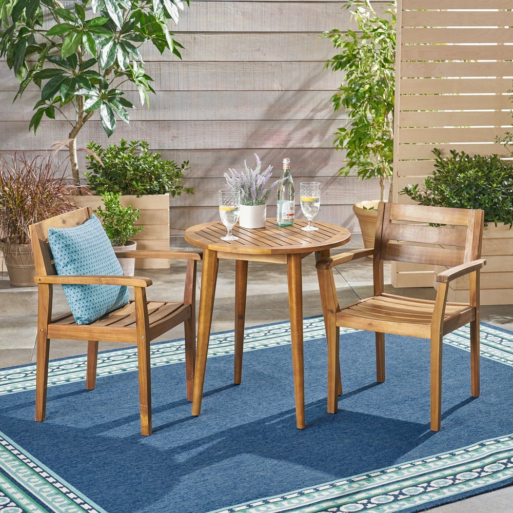 Kuhn Outdoor 3 Piece Acacia Wood Bistro Set, Teak Finish