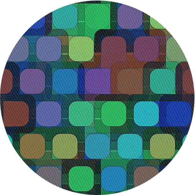 Ahgly Company Tapis d'Intérieur Ronds de Style Transitionnel Lavables à la Machine, Vert Menthe, 4 Pieds Rond