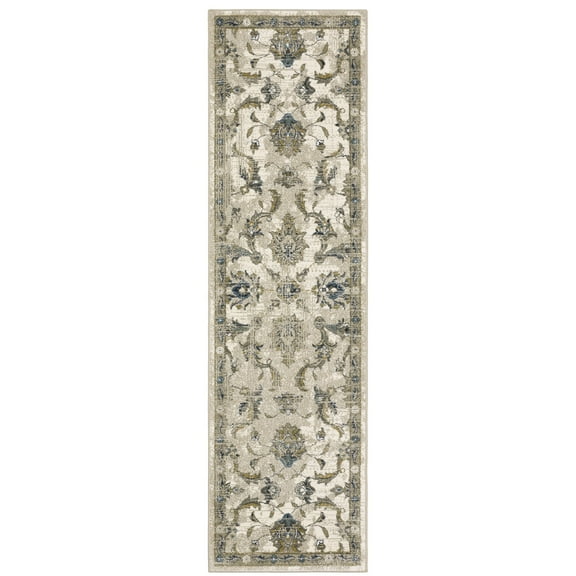 Oriental Weavers Venice Area Rug 4333V Beige Bordered Vines 2' 3" x 7' 6" Rectangle