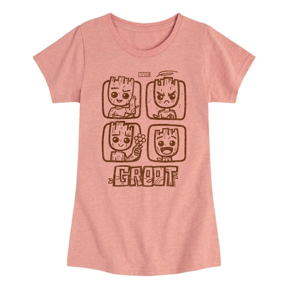 Marvel Guardians of the Galaxy - Groot Grid - Toddler And Youth Girls Fitted Short Sleeve Graphic T-Shirt