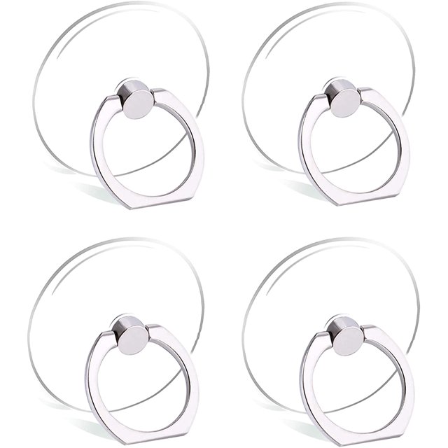 Cell Phone Ring Holder, Transparent Phone Ring Holder Stand 360° Rotation Phone Ring Grip Finger Ring Stand (4Silver)