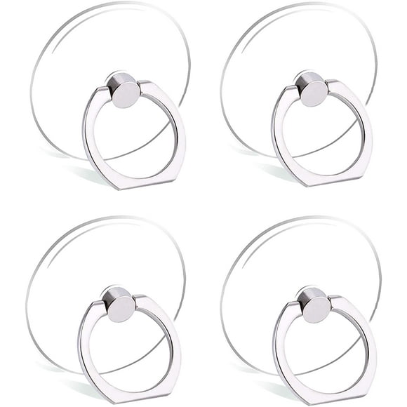 Cell Phone Ring Holder, Transparent Phone Ring Holder Stand 360° Rotation Phone Ring Grip Finger Ring Stand (4Silver)
