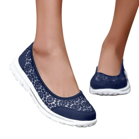 Mepaouo Women s Mesh Flats Shoes Foldable Knit Dressy Ballet Flats Cutout Casual Work Shoes
