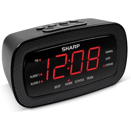 General Shockwave Alarm Clock for Heavy Sleepers – 105dB Ultra-Loud Wake-Up, Air Horn, School Bell, Train Whistle, Beep, Dual Alarms, 3 Adjustable Volumes, LED Display Dimmer