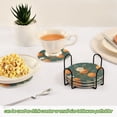 thumbnail image 5 of Yayeee 6 PCS Drink Coasters with Holder Set Woven Absorbent Round Tabletop Hot Pad, Retro Floral Orange, 5 of 7