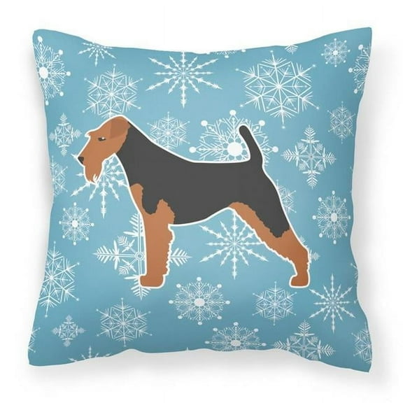Winter Snowflake Dog Profile Art Fabric Decorative Pillow