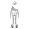 thumbnail image 4 of Haitryli Kids Girls Street Hip Hop Jazz Dance Outfit Sequin Tassel Crop Top And Metallic Bell Bottom Pants And Hat Set Silver 14, 4 of 7