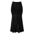 thumbnail image 5 of Wxolcjlv Womens Velvet Maxi Skirt High Waist Flared Hem Skirts, 5 of 6