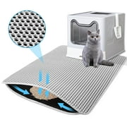 Petimi Cat Litter Mat, Honeycomb Double Layer Non-Slip Cat Litter Trapping Mats, 24''X18'', Gray