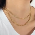 thumbnail image 2 of K-KED 14k Gold Filled Paper Clip Chain Necklace Long Link Layered Stacking Necklaces-Copper Beads Bracelet-7'', 2 of 9