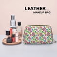 thumbnail image 4 of Bingfone Vector Mexican Otomi Style Bright Print Leather Makeup Bag, Portable Hand-held Zipper Female Cosmetic Bag Toiletry Bag, Suitable for Home and Travel, 4 of 6