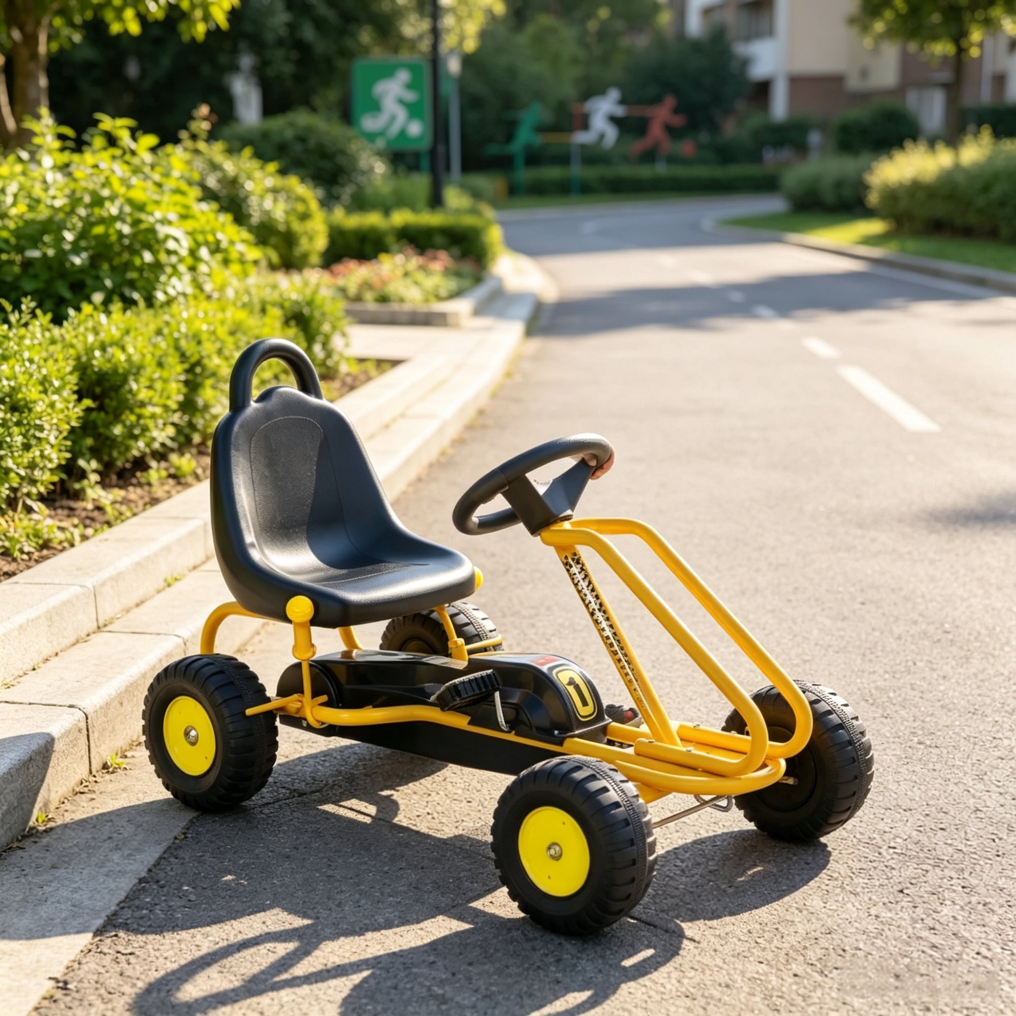 Kids Pedal Go Kart with Adjustable Seat and Handbrake for Ages 3-6