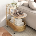 thumbnail image 4 of Gymax 2-Tier Mobile Glass Coffee Table with Bear Pattern Storage Basket, Transparent & Golden, 4 of 10
