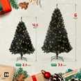 thumbnail image 3 of CAPHAUS 6 Feet Artificial Black Christmas Tree w/ 947 Tip Count, 250 LED Lights, Pre-Hinged, with Metal Stand, Black Flat Shaped Leaves, for Indoor, Office, Party, Holiday Decoration, 3 of 9