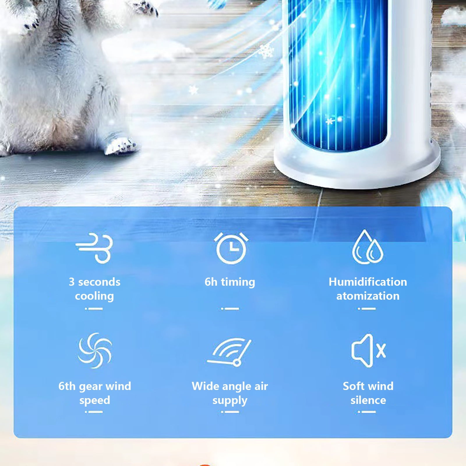 Small Portable Air Conditioners AC Unit for Bedroom No Windows Needs,5 Speed,3 Seconds Fast Cooling with Ice Lattice,Water Air Conditioner