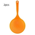 thumbnail image 1 of Colador grande de plástico con mango largo para cocina, para escurrir pasta, verduras y frutas, diseño de malla gruesa, 1 unidad, 1 of 9