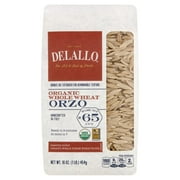 Delallo 100% Organic Orzo Pasta 16 oz Pack of 3