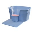 thumbnail image 3 of Pet Litter Tray Semi Enclosed Cat Litter Box Splashproof High Sided Large Kitten Blue w Pedal Board, 3 of 9