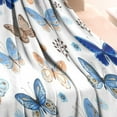 thumbnail image 3 of White Blue Butterfly Flower Pattern Blanket,Comfortable Soft Flannel Throw Blanket,All Season,Warm Lightweight Blankets for Sofa Bed Couch Living Room Chair,30"x40", 3 of 4