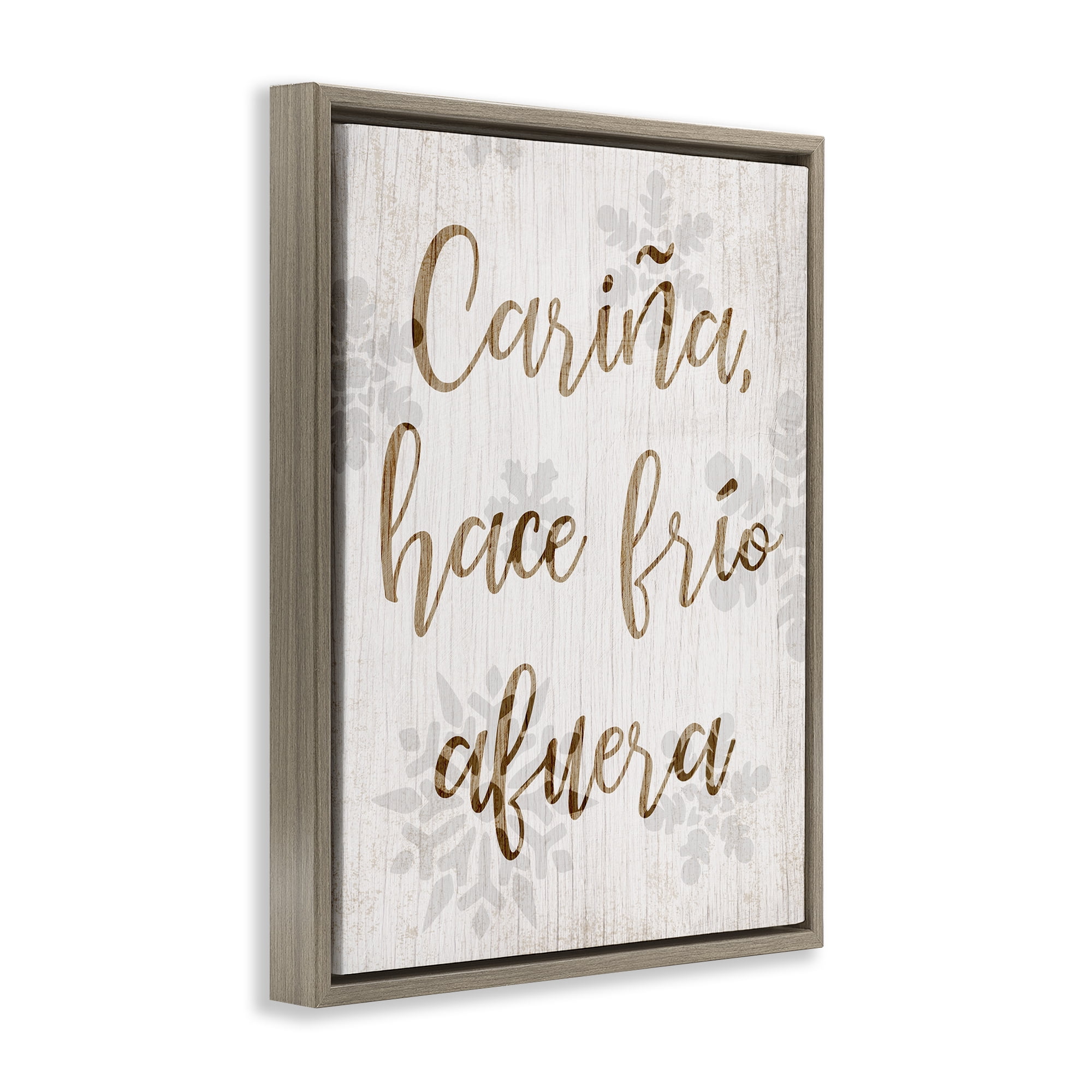 Stupell Industries Cariña Hace Frio Afuera Holiday Painting Brown Floater Framed Art Print Wall Art, 25 x 31