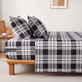 thumbnail image 2 of Jessy Home Full/Queen 4-Piece Plaid Bed Sheet Set, Soft Microfiber, 14-Inch Deep Pocket, Flat & Fitted Sheet with 2 Pillowcases, Black White, 2 of 10