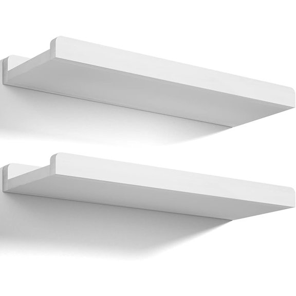 Floating Shelves Wall Mounted Set of 2, 17 Inch Rustic Wood Wall Shelves for Storage, Bedroom Living Room Bathroom Kitchen Office and More White