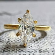 AISHVI JEWELS 2Ct Marquise Brilliant Cut VVS1/D Diamond Solitaire Engagement Wedding Ring 14K Yellow Gold Finish Gift For Her ,Birthday Gift, Special Gift