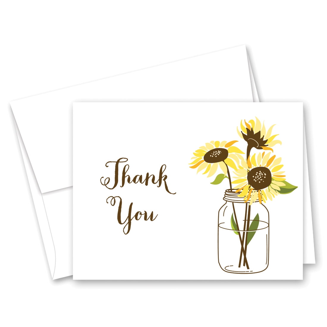 sunflower on white bridal wedding shower thank you cards and envelopes 50 count thank you cards bridal shower
