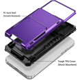 thumbnail image 2 of for iPhone 14 Pro Max Phone Case Flap Hidden Pocket Double Layer Hybrid TPU Bumper Armor Protection Hard Case Back Cover Purple, 2 of 4