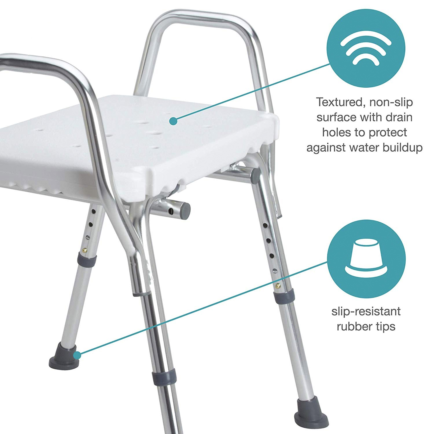 DMI Shower Chair, 16-20"H, 19 x 13 Seat, 350 lb Capacity - image 3 of 7