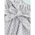 thumbnail image 6 of Franhais Girls' Casual Dress Dots Printed Slanted Shoulders Ruffles Irregular Hem with Belt + Hairband, 6 of 9