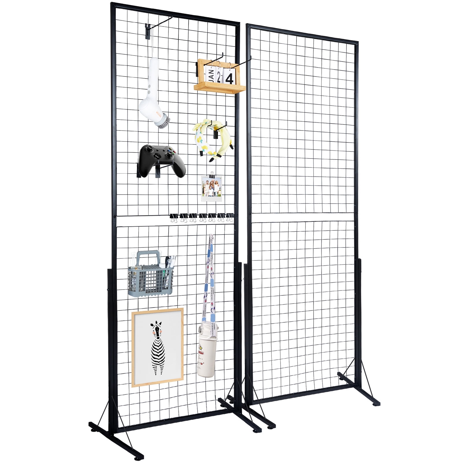 folle denmark STEEL×2 WALL FRAME×2 SKYSHALO 2'x5.6' Grid Wall Panels, 2 Pack, T-Base