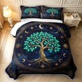 thumbnail image 2 of Homewish Astrology Nature Tree Quilt King,Sun Moon Stars King Coverlet Set,Navy Gold,Navy Blue Reversible,3 Pieces, 2 of 7