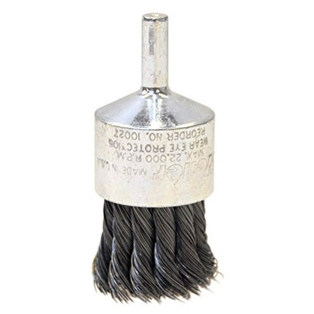 Twist Knot End - Weiler Wire End Brush, Hollow End, Round Shank, Steel, Partial Twist Knotted, 1-1/8