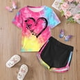 thumbnail image 2 of Toddler Girl Clothes 3T-4T Girl's Summer Cute T-Shirt and Shorts Set with Side Pockets Tie Dye, 2 of 5