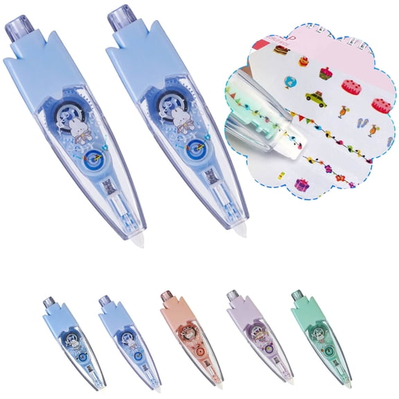 FEOLGEHLY 2PCS Correction Tape, Lace Pattern Correction Tape Pen, 0ffice Supplies, Press Type Floral Embossed Tape for Office Home, Smooth Covering, Durable, No Glue Mess, Under 2$, Stationery (E)