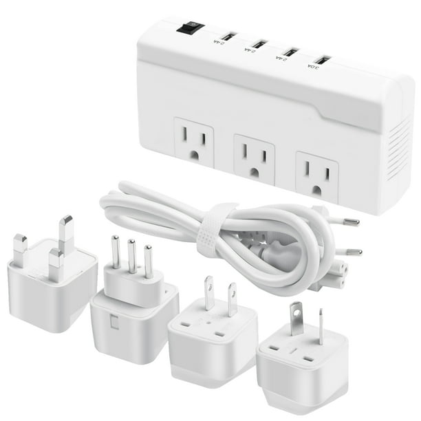 Travel Adapter, International UK/US/AU/IT Plug Adapter kit 6A 4 USB