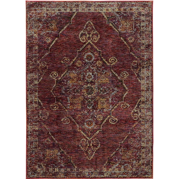 Moretti Glow Area Rug 7135E Red Curls Curves 6' 7" x  9' 6" Rectangle