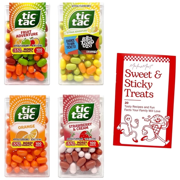 Tic Tac - 4 Flavor Variety: 1 Each - Fruit Adventure, Citrus Adventure, Orange, Strawberries & Cream   MerlinsMart Zine