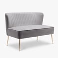 WestinTrends Mid Century Modern Tufted Velvet Loveseat Sofa and 25" Accent Chair 3-Piece Set, Gray