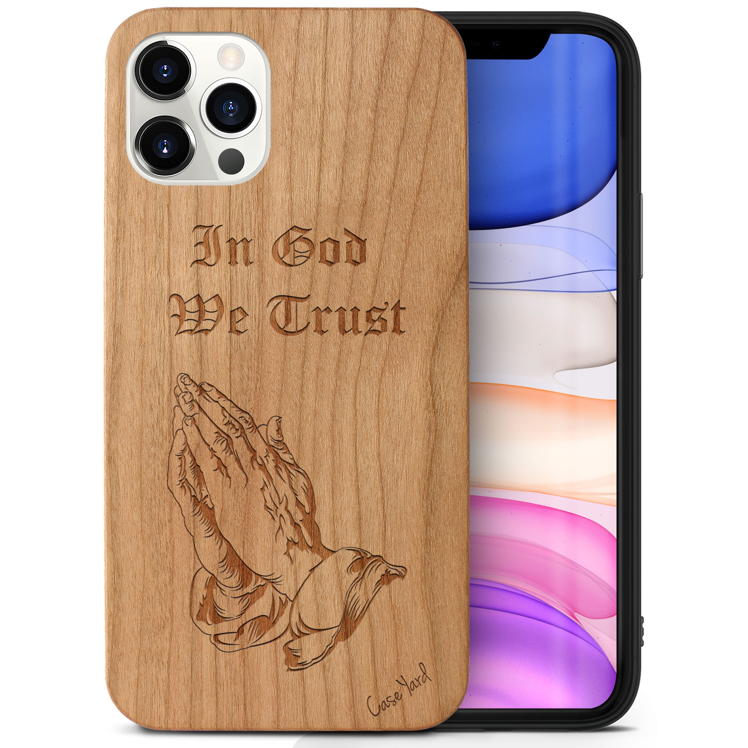 Case Yard Wooden Case Outside Soft TPU Silicone Slim Fit Shockproof Wood Phone Cover for Girls Boys Men and Women Supports Wireless Charging Forbidden ...
