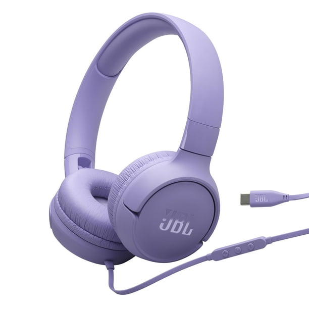 Auriculares JBL Tune 520C USB-C con cable, audio de alta resolución para supraaurales, color morado