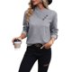 thumbnail image 3 of Camisas de Larga para Mujer, Conjuntos de Otoño, Camisetas con Cuello en V, Blusas Tipo Túnica con Botones, Ropa de Moda Gris L, 3 of 10