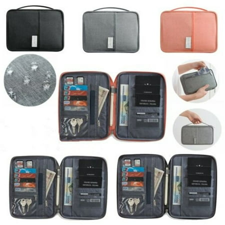 Travel Wallet RFID Blocking Document Organizer Bag, Family Passport Holder Black (Best Rfid Passport Sleeve)