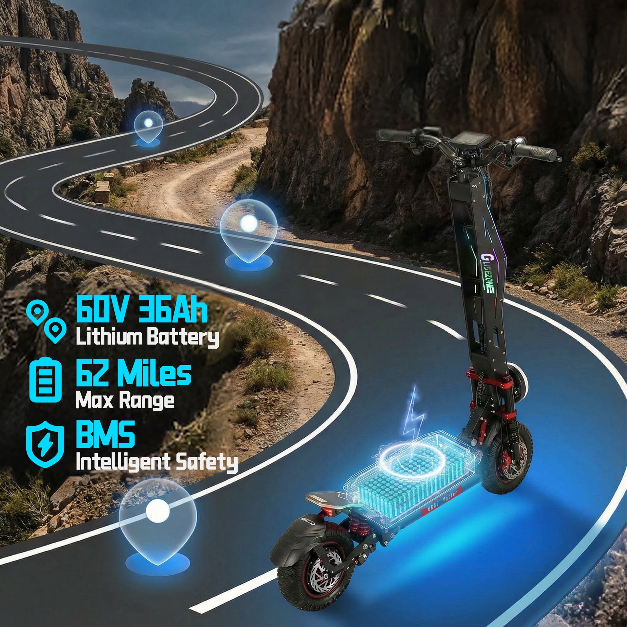 JUN LING Off Road Electric Scooter for Adults - 7000W Dual Motor