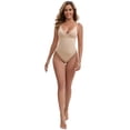 thumbnail image 5 of DARING DIVA Women's Shapewear Push Up V Neck Padded Tops Tummy Control Hi-Cut Bodysuits L Beige, 5 of 6