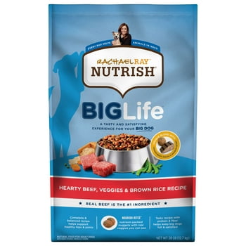 Rachael Ray sh Big Life Dry Dog Food for Big Dogs, Hearty Beef, Veggies & Brown Rice Recipe, 28 lb Bag